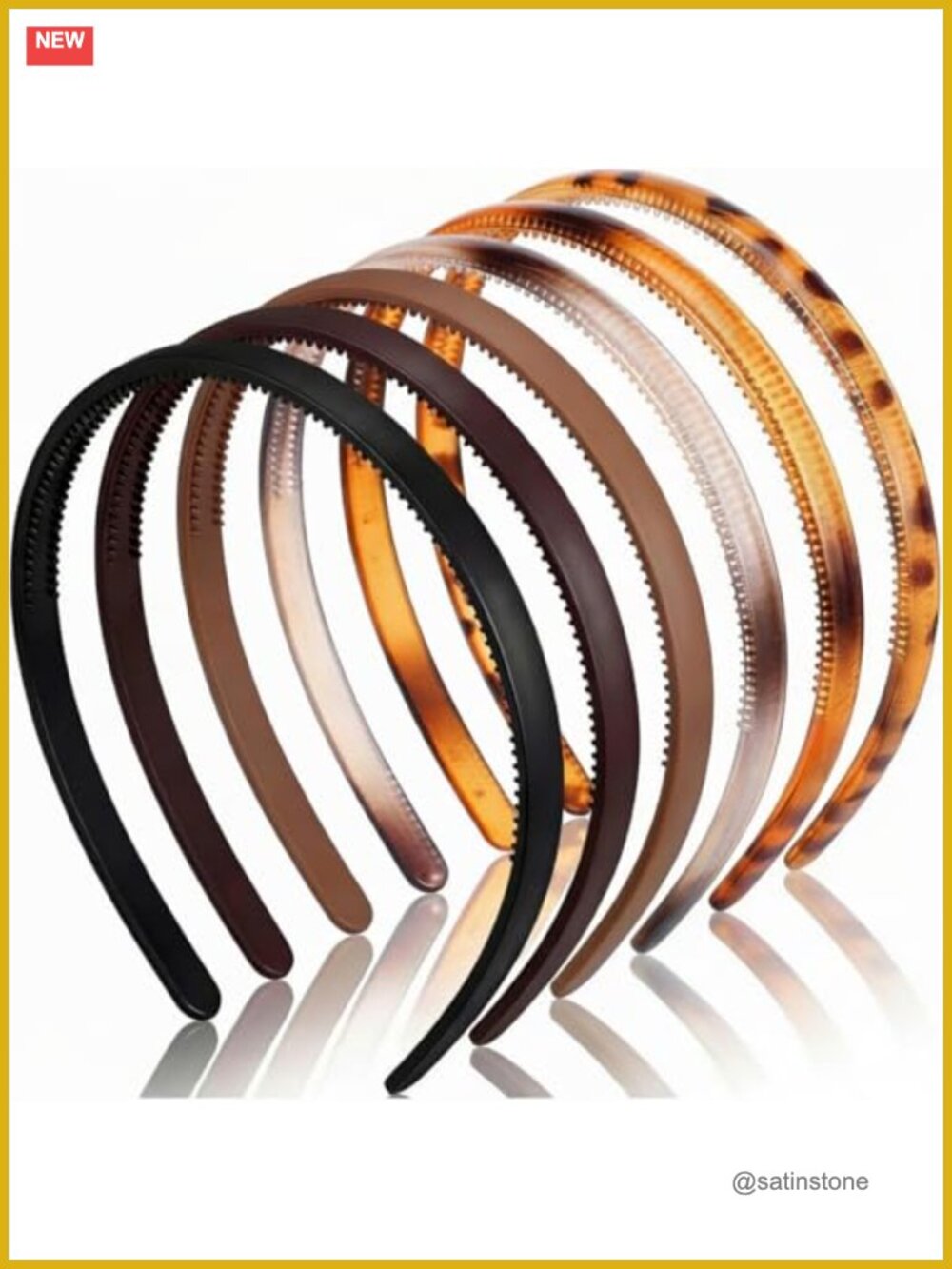 6 Pack Thin Plastic Headbands with Teeth Non-Slip Skinny Hair Accessories